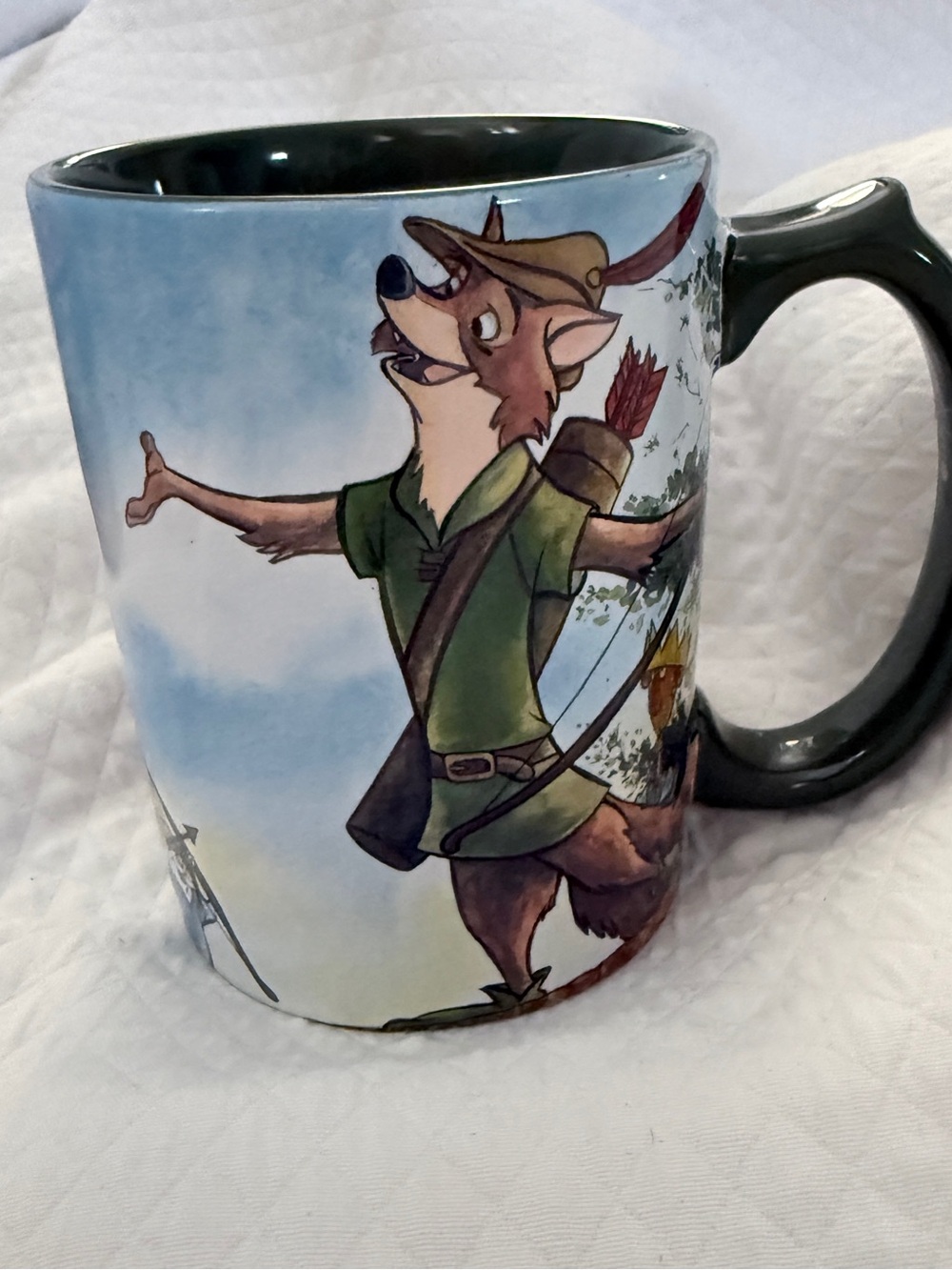Disney Store 2018 Robin Hood Mug 16oz Ceramic Coffee Cup Little John Archery New